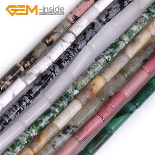 Natural 4x13mm Column Tube Shape Assorted Natural Stone Loose Beads for Jewelry Making DIY Strand 15" Wholesale New