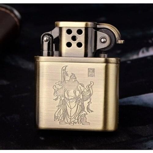 Butane Gas Smoking Lighter Grinding Wheel Retro Nostalgic Old Fashioned Creative Guan Yu Thin Grinding Wheel Cigarette Lighter