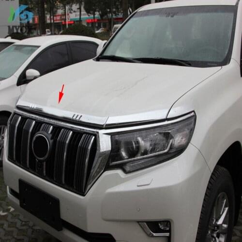 For Toyota Land Cruiser Prado FJ150 150 2018 ABS Chrome Outer Accessories Front Engine Bonnet Cover Strip Trim Car Accessories