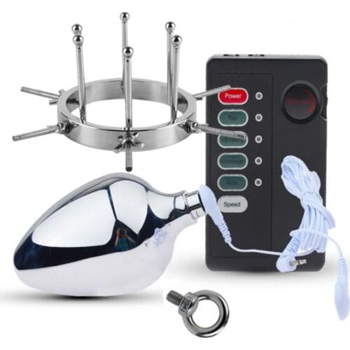 SM Erotic Electro Shock Vaginal Ball Dilator Adjustable Metal Anal Expander Pussy Torture Huge Anal Plug Electric Stim Sex Toys