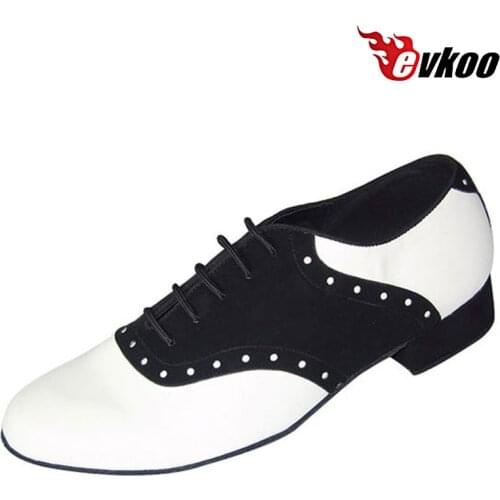 Evkoodance Nubuck Black With White Genuine Leather 2.5cm Heel Height Material Comfortable Mans Modern Dance Shoes Evkoo-309