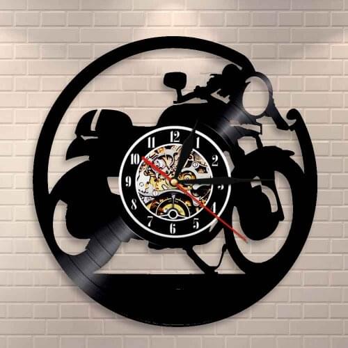 Classic Motorcycle Vinyl Wall Clock Cafe Racer Clock Handmade Vinyl Wall Clock Motorbike Clock Motorcyclist Racer Riders Gift