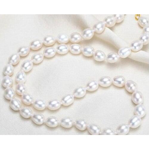 Classic 9-10mm south sea white baroque pearl necklace 18"14k