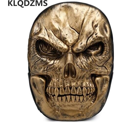 KLQDZMS Men Three-Dimensional Skull Decoration Backpack Classic Large Capacity Laptop-Bag Women Fashionable Travel Knapsack