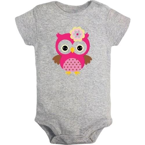 Funny Cartoon Cute Owl Newborn Baby Girl Boys Clothes Short Sleeve Romper Jumpsuit Outfits 100% Cotton Christmas Gift