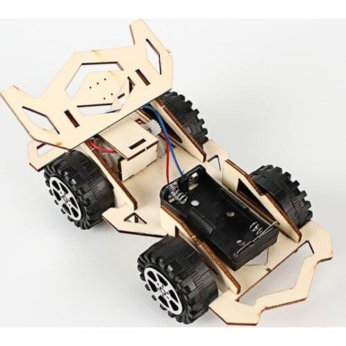 Creative Wooden DIY Electric Racing Car Model Physic Science Assembly Model Kit Kids Graffiti Educational Toys