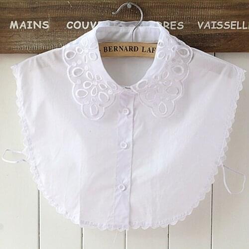 Newly Design Fashion Women Women Lace Hook Vintage Fake Cotton Shirt Collar Women Solid Detachable Vertical Small Lapel
