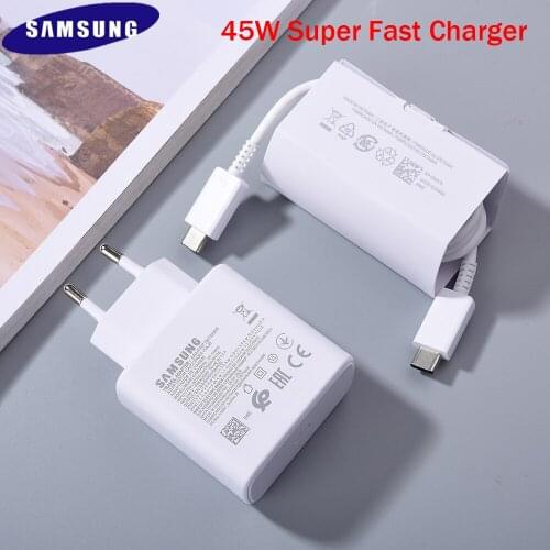 Original Samsung Galaxy S21 Ultra 45W Super Fast Charging Adapter PD Charger 100CM USB C To USB C Cable For S21 S20 Plus A52 A71