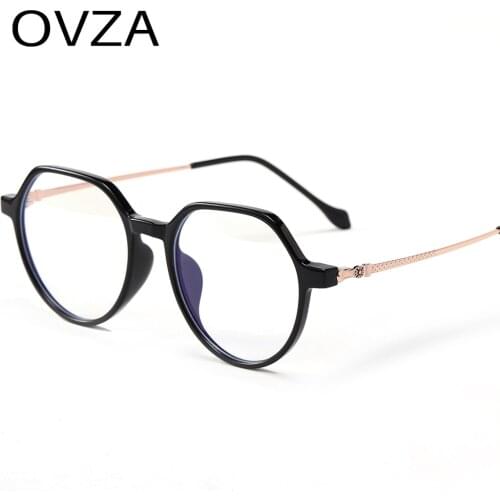 OVZA Oval Retro Optical Glasses Frame Women Anti Blue Light Eyeglasses Men TR90+Metal Gradient Frames S008
