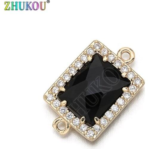 10*17mm High Quality Brass Cubic Zirconia Rectangle shape Charms Connectors DIY Jewelry Findings Making, Hole:1.0mm Model: VS296