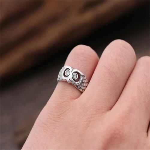 Popular Korean Style Hollow Finger Ring Women Mini Owl Color Ring Cute Round Owl Ring Simple Fingers Tail Rings