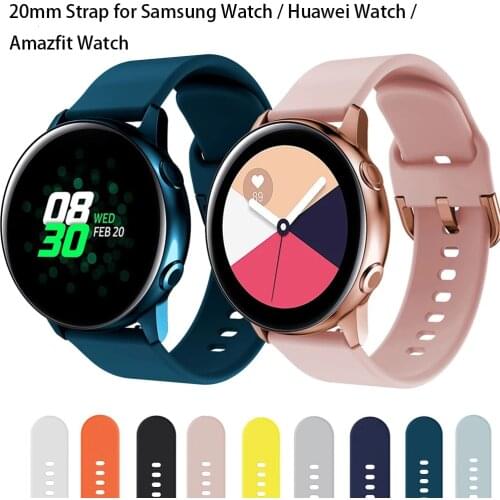 20mm Strap for Samsung Galaxy Watch 42mm Active 2 40 44mm Gear S2 Soft Watchband Strap Bracelet Silicone Bracelet Wristband