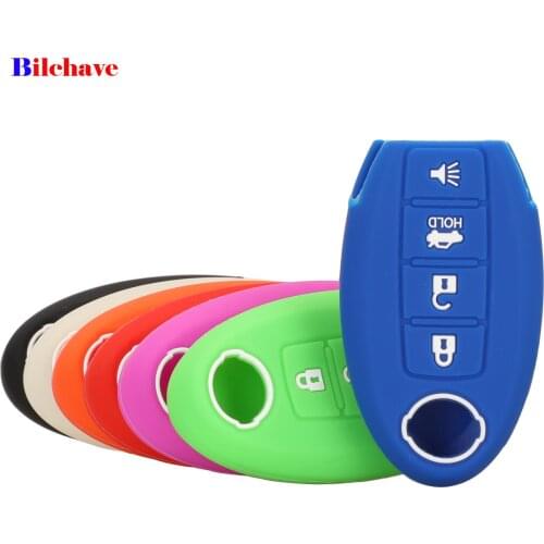 Bilchave 4 Buttons Silicone Smart Remote Car Key Case Cover For Nissan Murano Altima Maxima Armada Sentra Versa Leaf Cube Juke