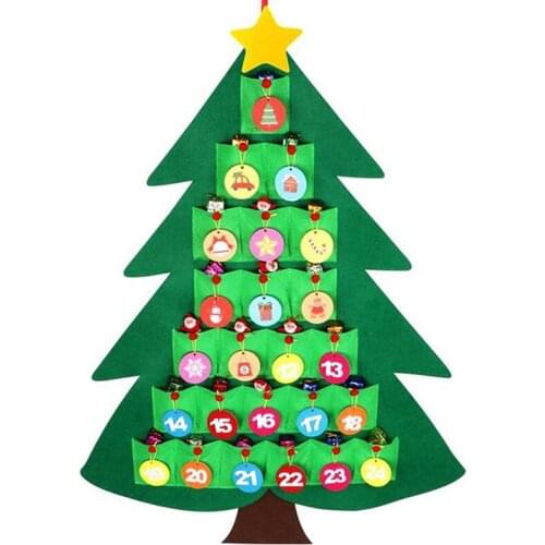 DIY Felt Christmas Tree Advent Calendar Set With Ornaments For Kids Xmas Gifts New Year Door Wall Hanging Decorations