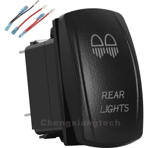 Rear Lights White Led Rocker Switch 3 Pin On-Off SPST 12V/20A 24V/10A + Jumper Wires Set for Car Boat Waterproof