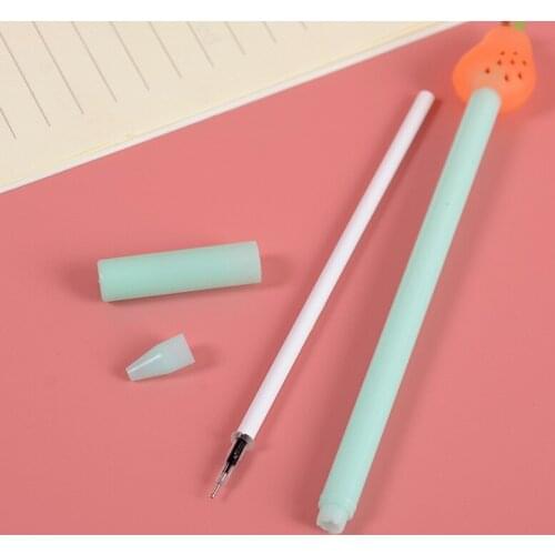 100 PCS Cute Stationery Cute Little Fresh Fruit Pie Neutral Pen Black Refill Student Signature Pen Kawaii School supplies