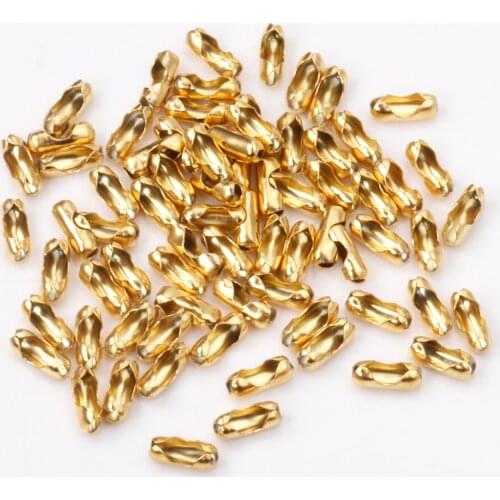 ASON 100pcs Gold/Silver Color Stainless Steel Bead Chain Port Ball Necklace End Clasp for DIY Jewelry Making Finding Supplies