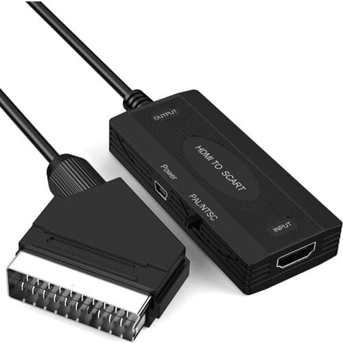 1080P HDMI-compatible To Scart Converter Audio Upscale Video Adapter For Smartphone HD TV DVD EU/US Power Plug