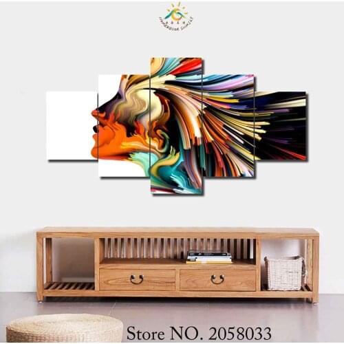 3-4-5 Pieces Color Abstract Girl Poster Modern Wall Art Canvas Printed Painting for living Room Modular Pictures For Home Decor