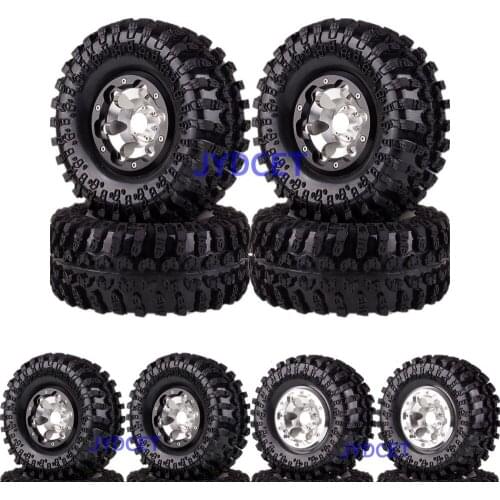 4P Aluminum 2.2" Beadlock Wheel Rims Hub & 125MM TIRES FOR RC 1/10 Axial HPI Axial SCX10 SCX10 II 90046 90047 RR10