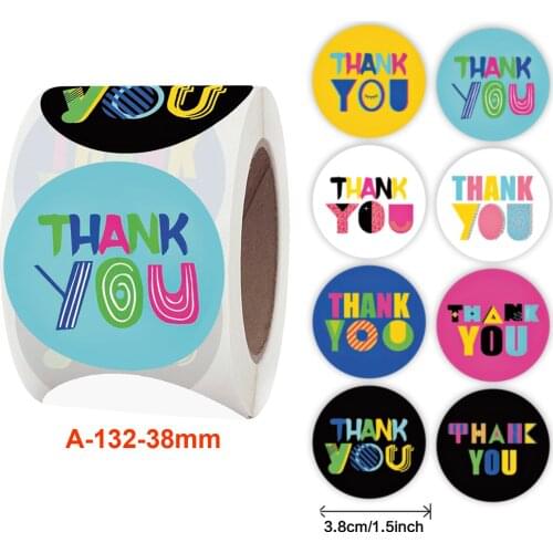 500pcs/roll cute Cartoon Stickers 1.5inch Thank You diy Scrapbooking for Handmade Gift decoration Labels Kids Reward Sticker
