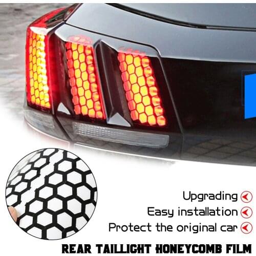 6PCS Car Rear Tail Light Lamp Cover Honeycomb Stickers Protector Taillight Decor Decal for Peugeot 3008 3008GT 2017 2018 2019