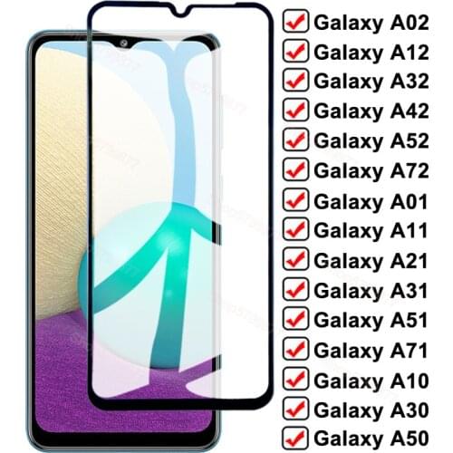 9D Full Tempered Glass For Samsung Galaxy A02 A12 A32 A42 A52 A72 Screen Protector A01 A11 A21 A31 A51 A71 A10 A30 A50 Glas Film
