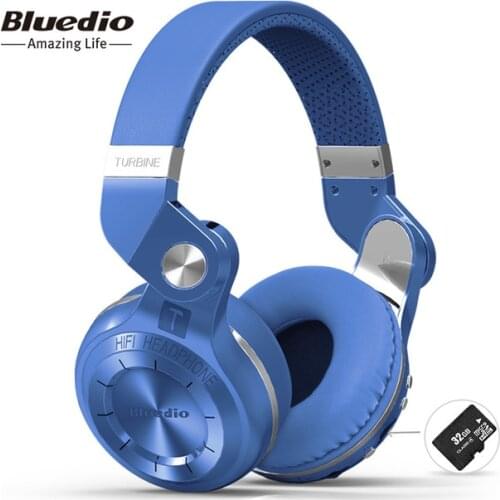 Bluedio T2+ fashionable foldable over the ear bluetooth headphones BT 5.0 support FM radio& SD card functions Music&phone calls