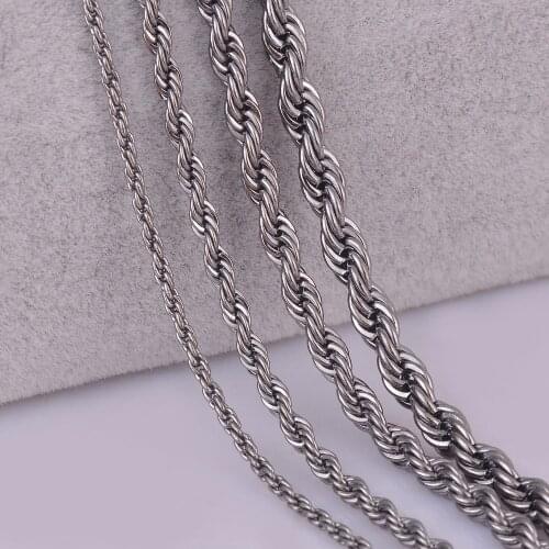 1Pc 26" 28" 30" black gun metal plated Rope chain necklace 2mm,3mm,4mm,5mm For pendant rope jewelry findings