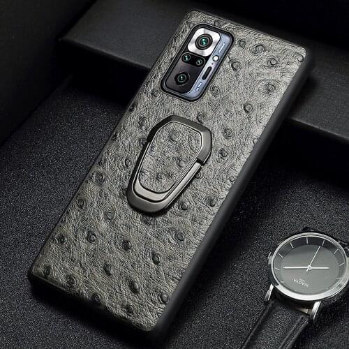 Genuine Leather Bracket Case For Xiaomi Redmi Note 10 Pro 9 8 Pro 9S 7 Cover For Mi 11 10 Ultra 9T 10T Lite 9 Poco X3 Pro F3 M3
