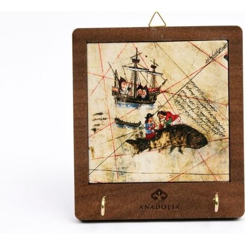 Anadolia Piri Reis Map Fish Detailed Decorative Key Strap