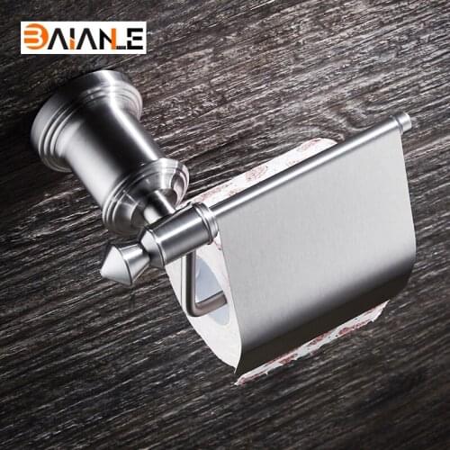 Stainless steel Cover Toilet Paper Holder Brushed Roll Paper Hanger with Cover Modern Bathroom Product Wall Mount