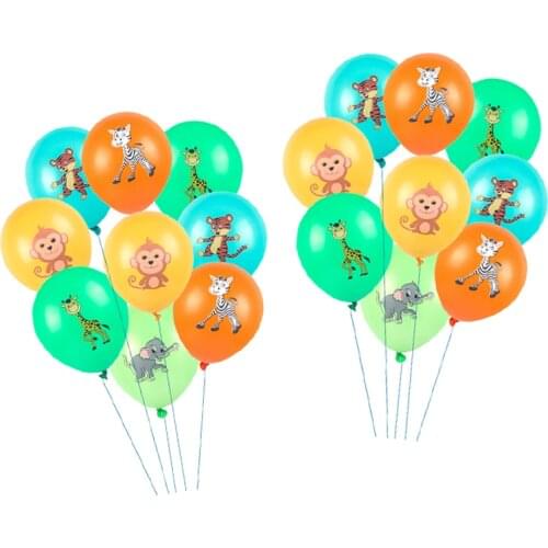 Jungle Animal Balloon Birthday Green Latex Ballons Lion Tiger Printing Safari Party Decorations baby shower Balloon Party Suppli