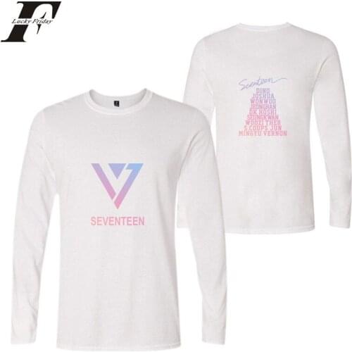 2018 harajuku Seventeen 17 Kpop Groups T shirt Women/Men Funny T-shirts Long Sleeve Cotton O-Neck Tshirt 2018 Plus Size 4XL