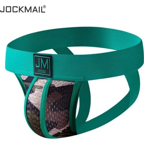 JOCKMAIL sexy underwear men jockstrap camouflage mesh underwear sissy men briefs bikini Breathablegay underwear g string tanga