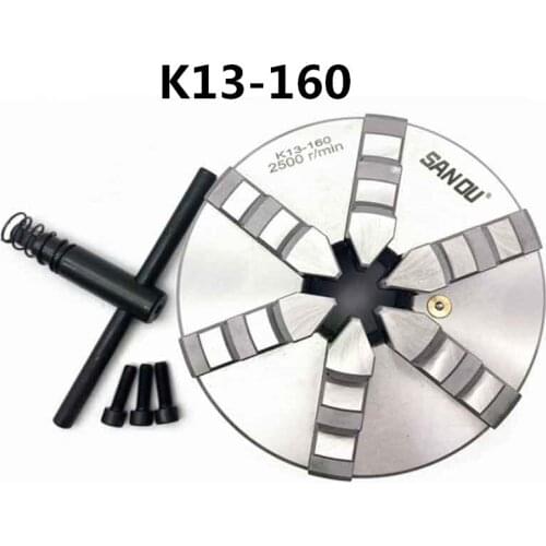 K13-160 six jaw self-centering chuck 160mm lathe part with hardened steel SANOU brand