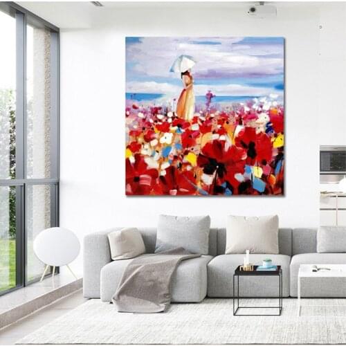 Beautiful Flower and Girl Canvas Painting Single Panel Wall Art Pictures Printed Giclee Photo Printing Dropshipping no frame