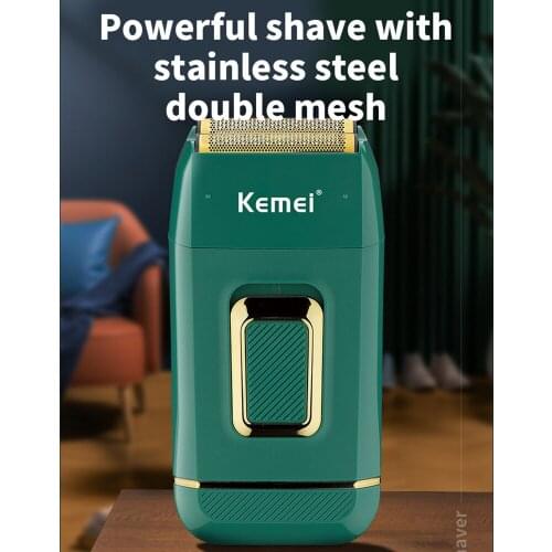 Kemei Stainless Steel Mesh Cutter Head Household Electric Beard Razor Bald Washing Reciprocating Razor Barber Shop Shaver