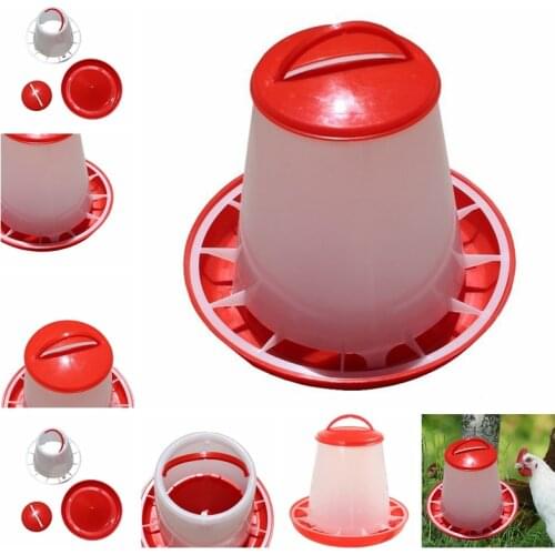Red Plastic Feeder Baby Chicken Chicks Hen Poultry Feeder Lid & Handle 1.5kg