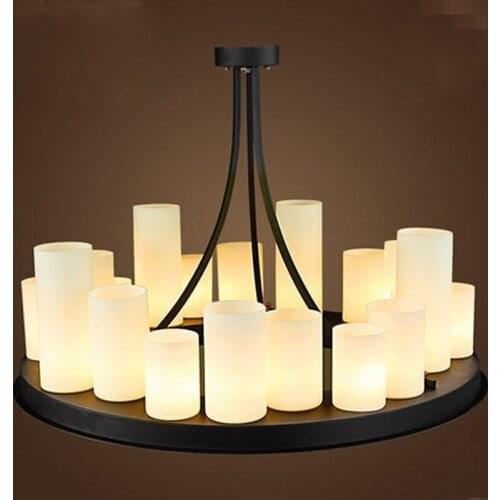 Circular led pendant lamp American retro French designer style marble candle holders droplight village restaurant glass