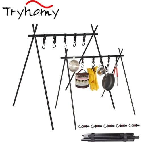 Tryhomy Outdoor Camping Cookware Tableware Triangle Rack Lightweight Folding Hanger Shelf Aluminum Alloy Hanging Holder Best