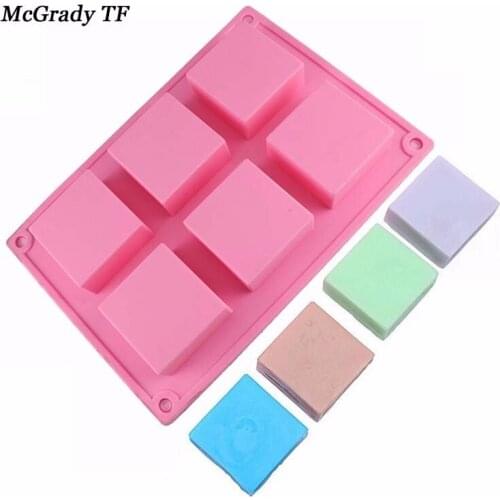16*23cm 6 Cavities 3D Handmade Rectangle Square Silicone Soap Mold Chocolate Cookies Mould Cake Decorating Fondant Molds