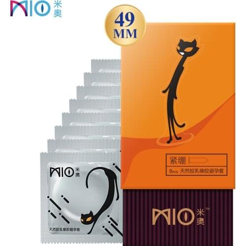 MIO Close Fit Condom 49mm Small Size 8pcs Tight Delay Lubricating Ultra Thin Natural Rubber Latex Penis Sleeve Sex Toy for Men