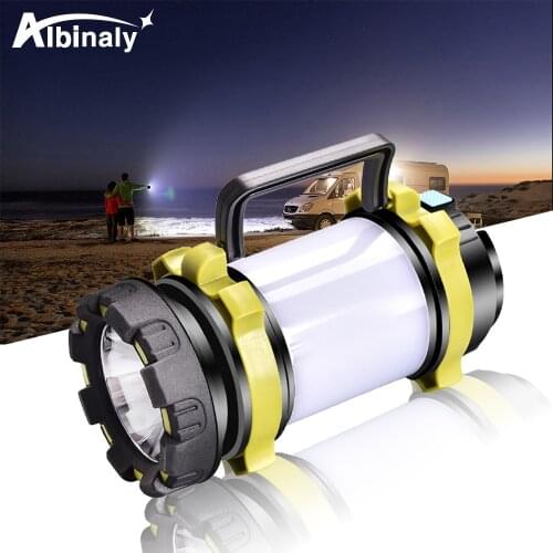 Powerful LED Flashlight USB Rechargeable Spotlight Super Bright Searchlight Portable Camping Lantern Work Light Waterproof Torch