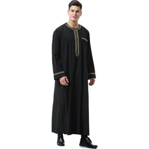 Homme Muslim Arab Abaya Dress Printed Printing Round-necked Islamic Clothing Jewish Musulman Thobe Mens Fanshion Moslim Jurken