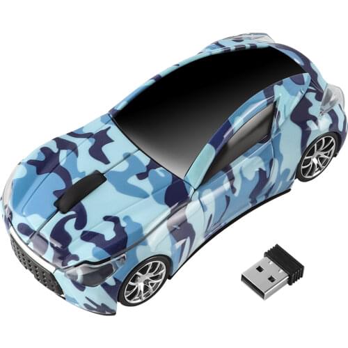 2.4GHz 3D Optical Mouse Camouflage Car Shape Wireless Mouse Kid Gift Ergonomic Gaming Receiver USB Mice With LED Light For PC