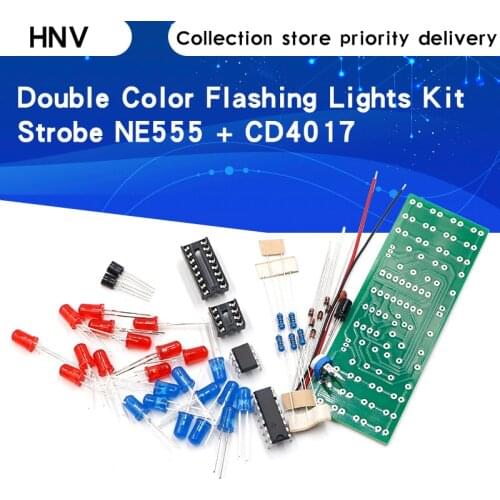 Red Blue Double Color Flashing Lights Kit Strobe NE555 + CD4017 Practice Learning DIY Kits Electronic Suite
