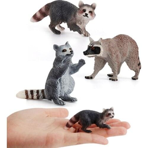 NEW Simulation Animal Model Figure Girls Boys Children Toys Cute Solid Raccoon Car Ornaments Kids Toy Learning Education Gift