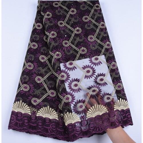 Latest Nigerian Purple Laces Fabrics High Quality African Laces Fabric For Wedding Dress French Tulle Lace Cotton Fabric 1144