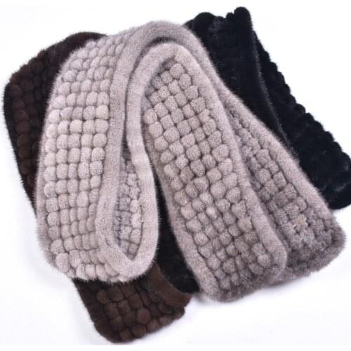 New muffler genuine mink fur women scarf hand knitted mink scarves wholesale and retail natural color